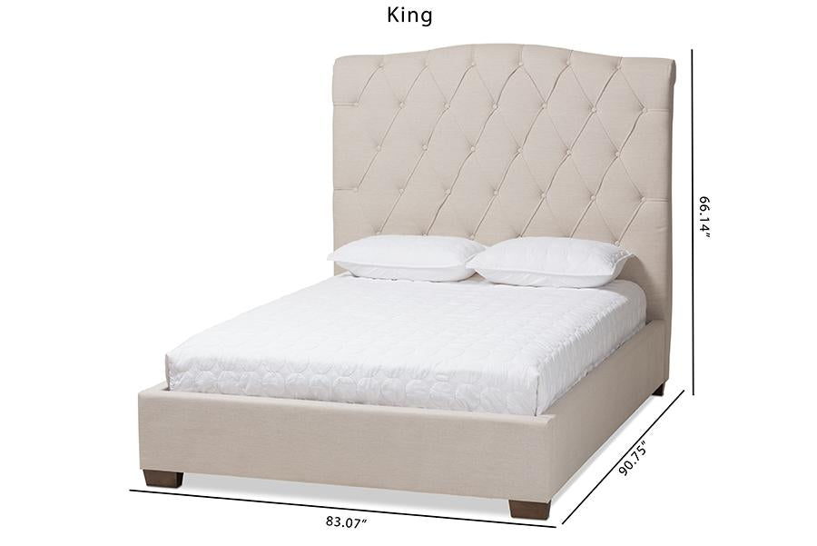 Baxton Studio Victoire Modern and Contemporary Light Beige Fabric Upholstered King Size Platform Bed