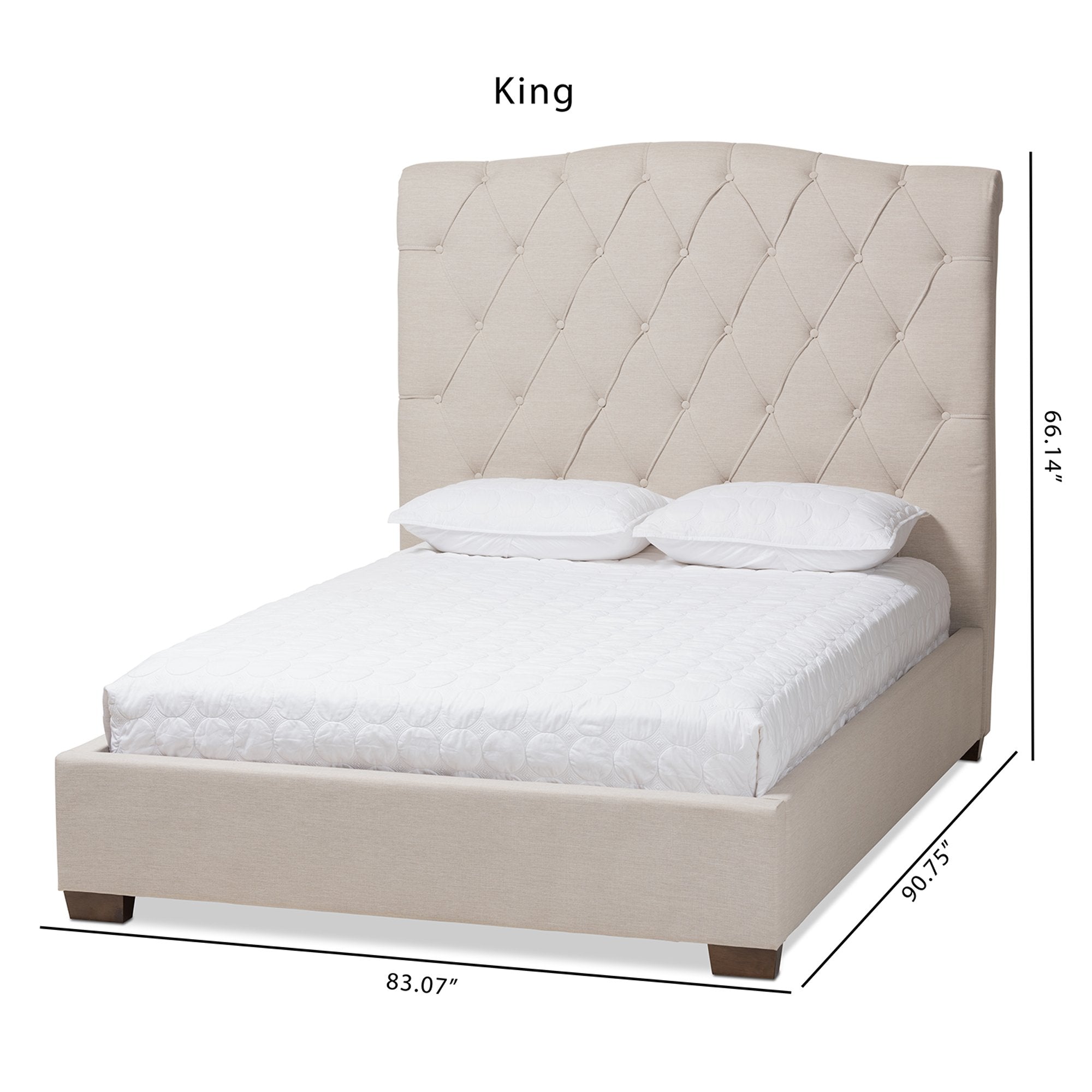 Baxton Studio Victoire Modern and Contemporary Light Beige Fabric Upholstered King Size Platform Bed