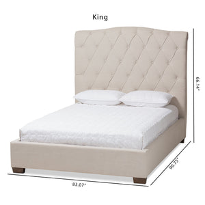 Baxton Studio Victoire Modern and Contemporary Light Beige Fabric Upholstered Queen Size Platform Bed