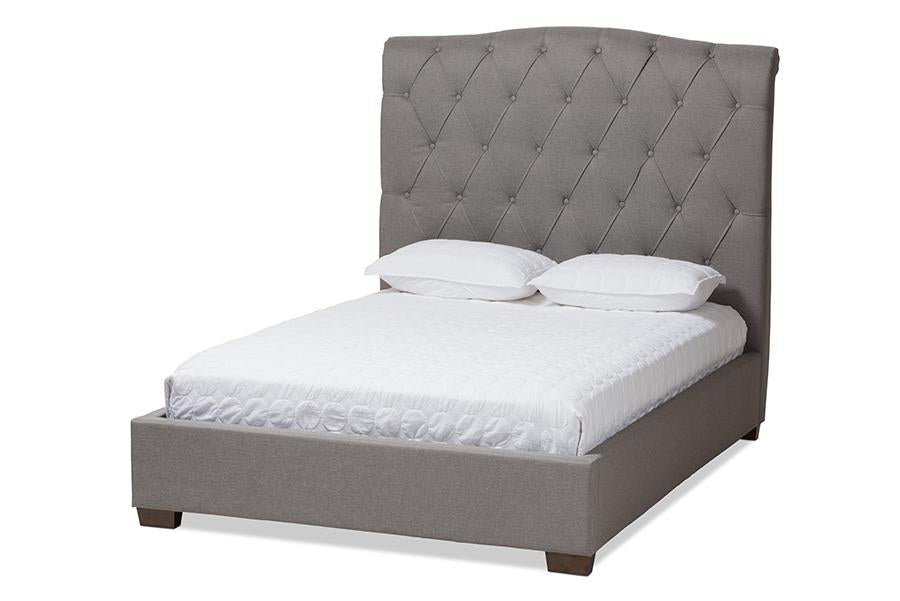 Baxton Studio Victoire Modern and Contemporary Light Grey Fabric Upholstered Queen Size Platform Bed