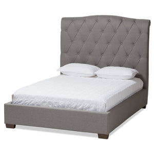 Baxton Studio Victoire Modern and Contemporary Light Grey Fabric Upholstered Queen Size Platform Bed