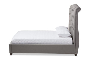 Baxton Studio Victoire Modern and Contemporary Light Grey Fabric Upholstered Queen Size Platform Bed