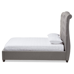 Baxton Studio Victoire Modern and Contemporary Light Grey Fabric Upholstered Queen Size Platform Bed