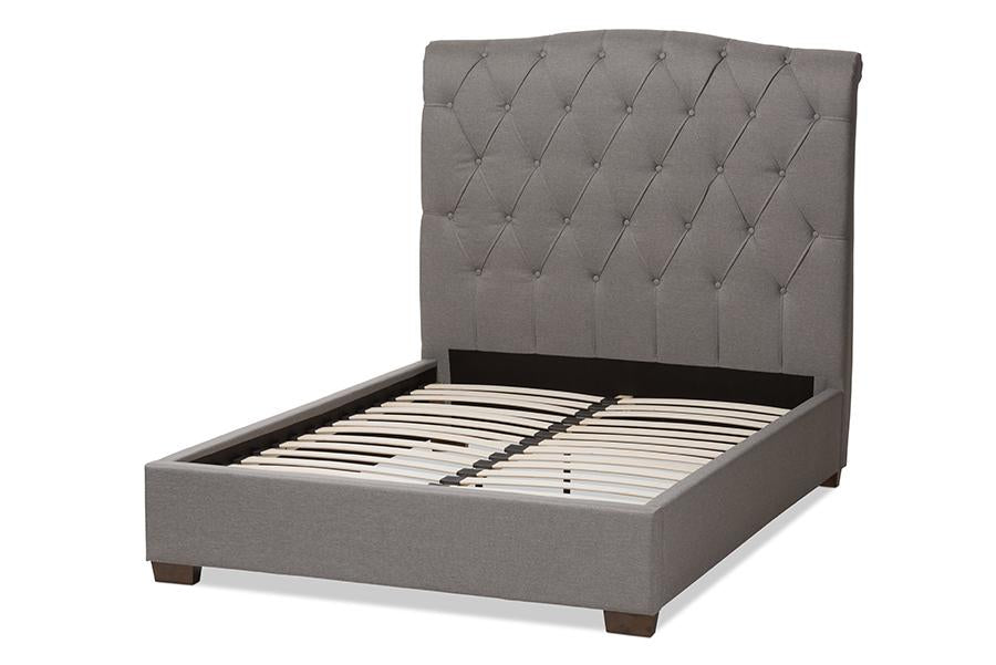 Baxton Studio Victoire Modern and Contemporary Light Grey Fabric Upholstered Queen Size Platform Bed