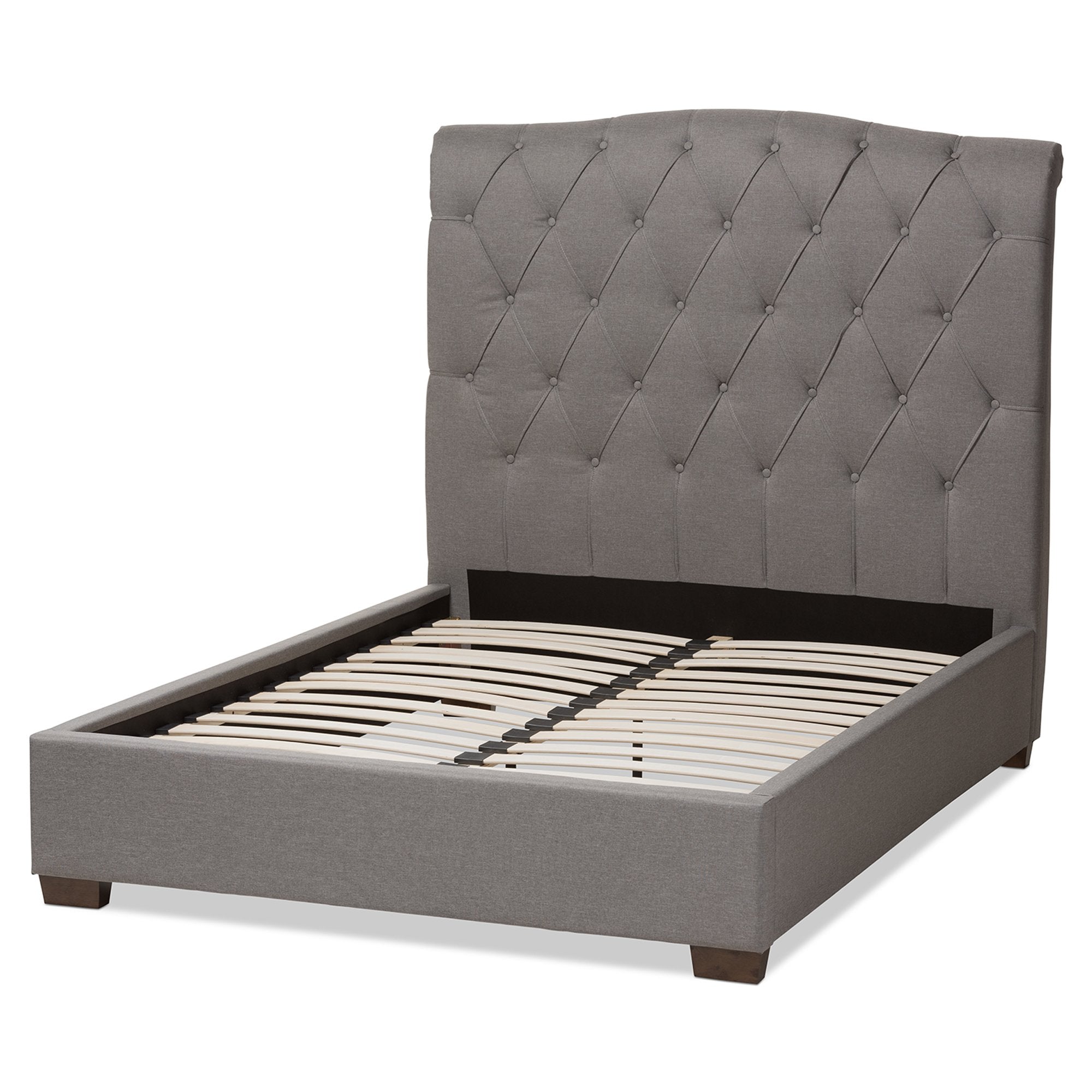 Baxton Studio Victoire Modern and Contemporary Light Grey Fabric Upholstered Queen Size Platform Bed