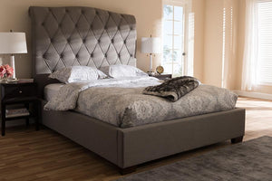 Baxton Studio Victoire Modern and Contemporary Light Grey Fabric Upholstered Queen Size Platform Bed