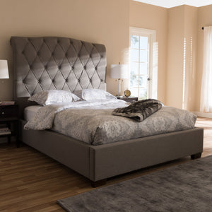 Baxton Studio Victoire Modern and Contemporary Light Grey Fabric Upholstered King Size Platform Bed