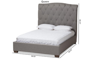 Baxton Studio Victoire Modern and Contemporary Light Grey Fabric Upholstered Queen Size Platform Bed