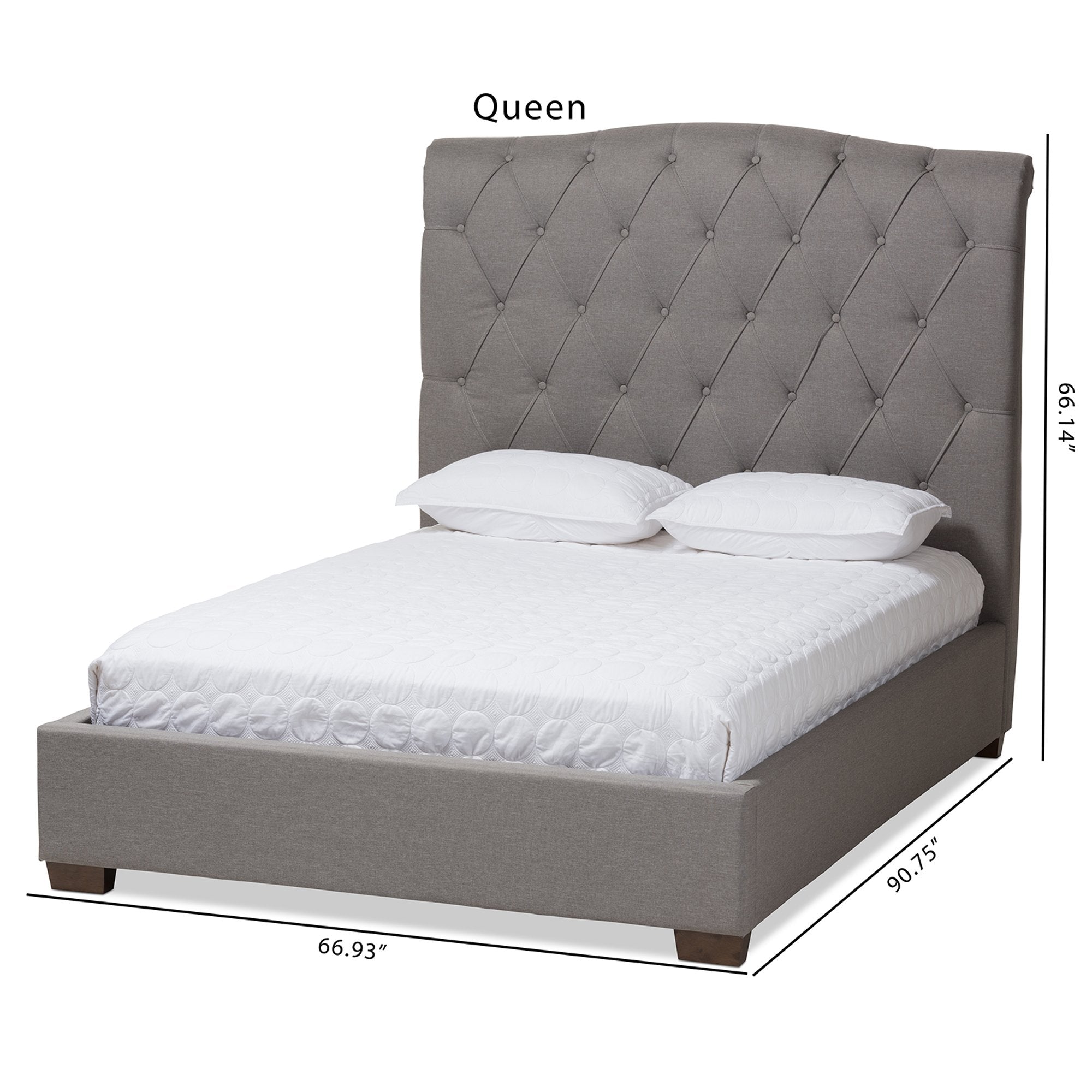 Baxton Studio Victoire Modern and Contemporary Light Grey Fabric Upholstered Queen Size Platform Bed