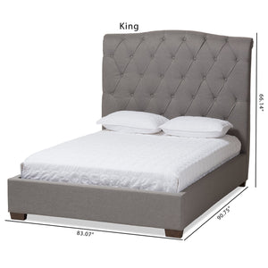 Baxton Studio Victoire Modern and Contemporary Light Grey Fabric Upholstered Queen Size Platform Bed