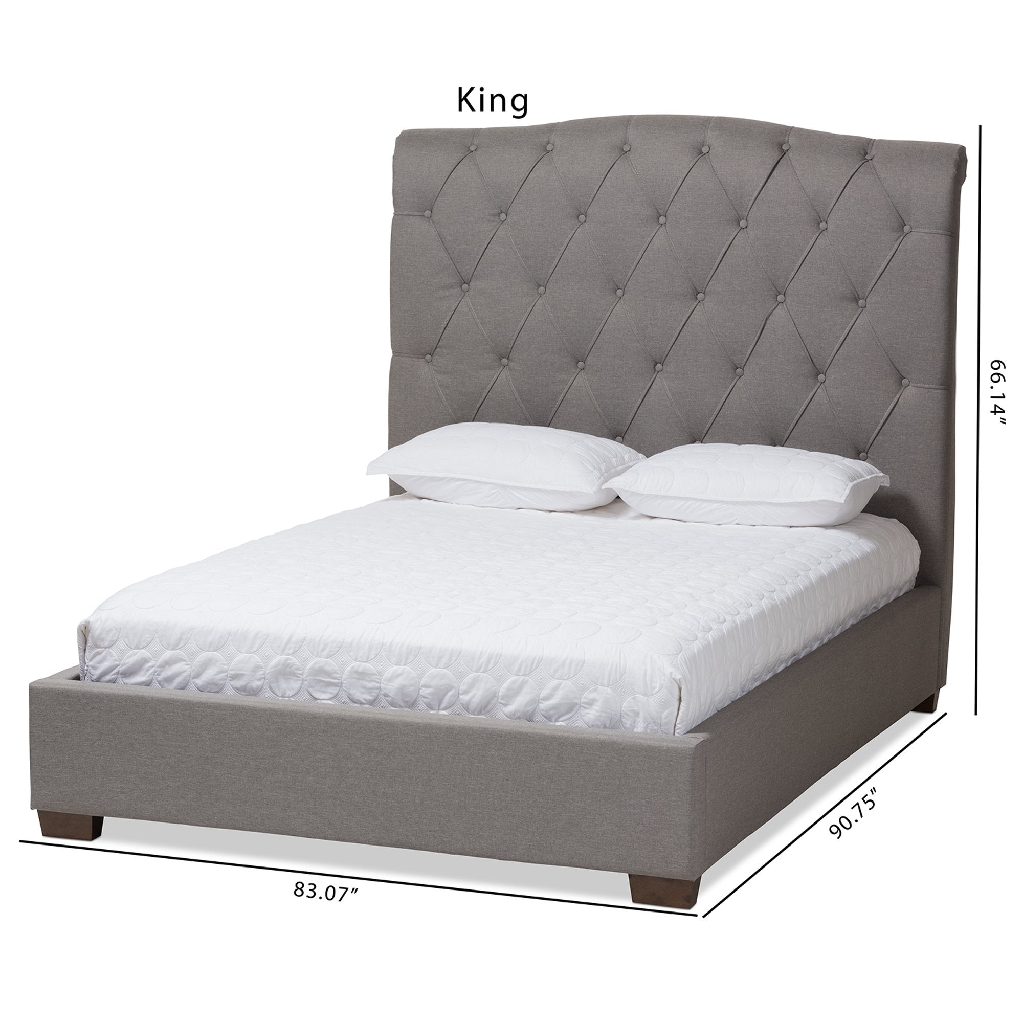 Baxton Studio Victoire Modern and Contemporary Light Grey Fabric Upholstered King Size Platform Bed