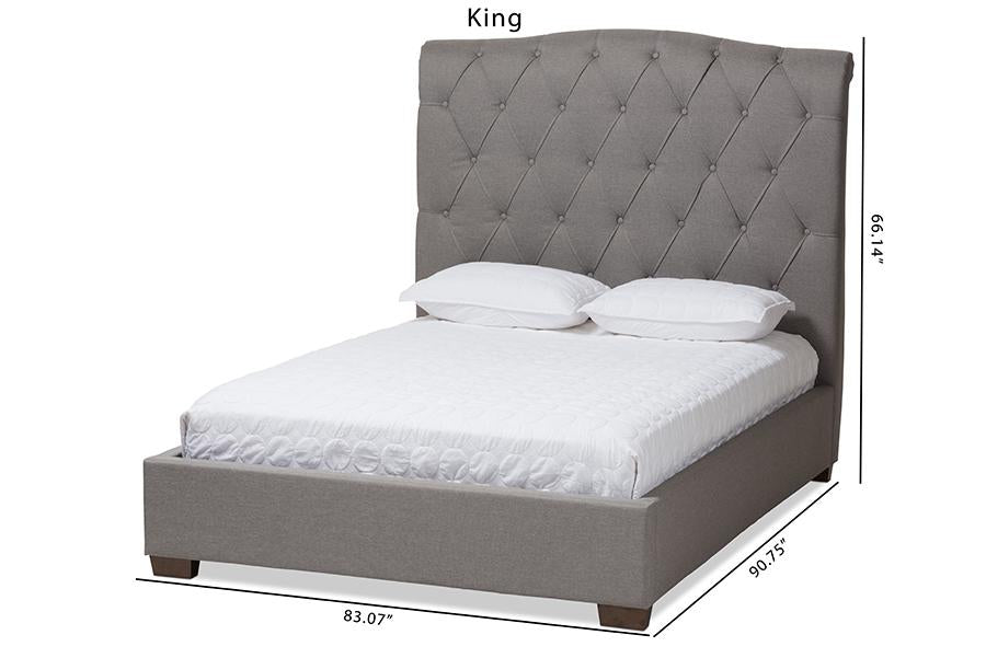 Baxton Studio Victoire Modern and Contemporary Light Grey Fabric Upholstered King Size Platform Bed