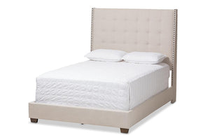 Baxton Studio Georgette Modern and Contemporary Light Beige Fabric Upholstered Queen Size Bed