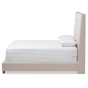 Baxton Studio Georgette Modern and Contemporary Light Beige Fabric Upholstered King Size Bed