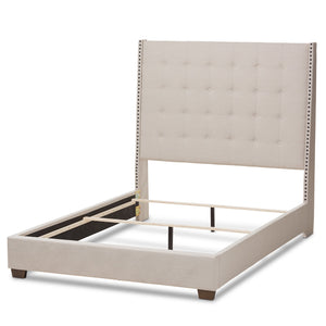 Baxton Studio Georgette Modern and Contemporary Light Beige Fabric Upholstered King Size Bed