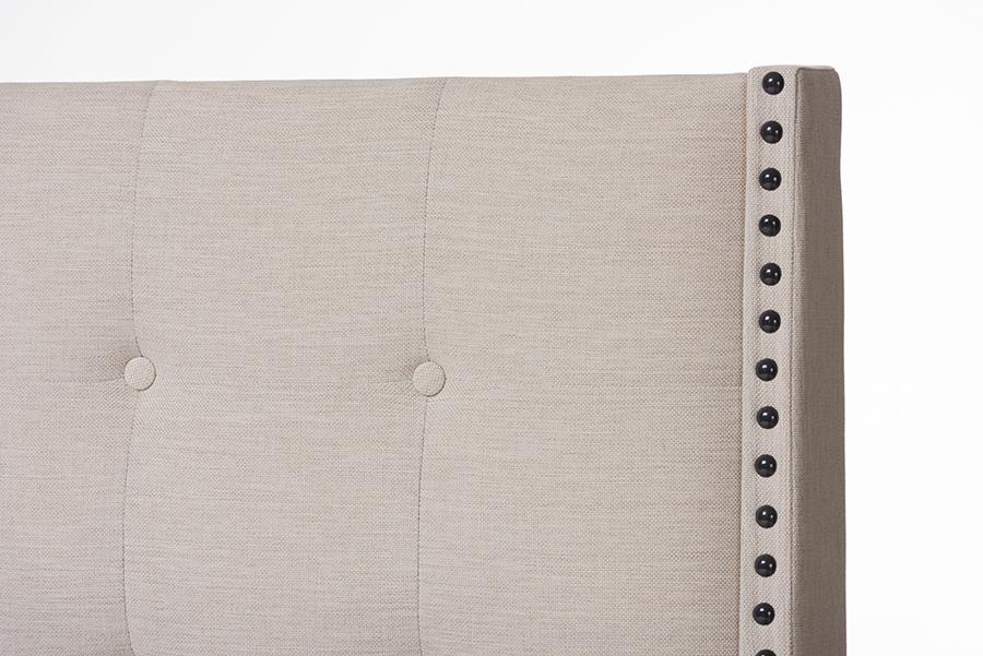 Baxton Studio Georgette Modern and Contemporary Light Beige Fabric Upholstered Queen Size Bed