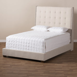 Baxton Studio Georgette Modern and Contemporary Light Beige Fabric Upholstered King Size Bed