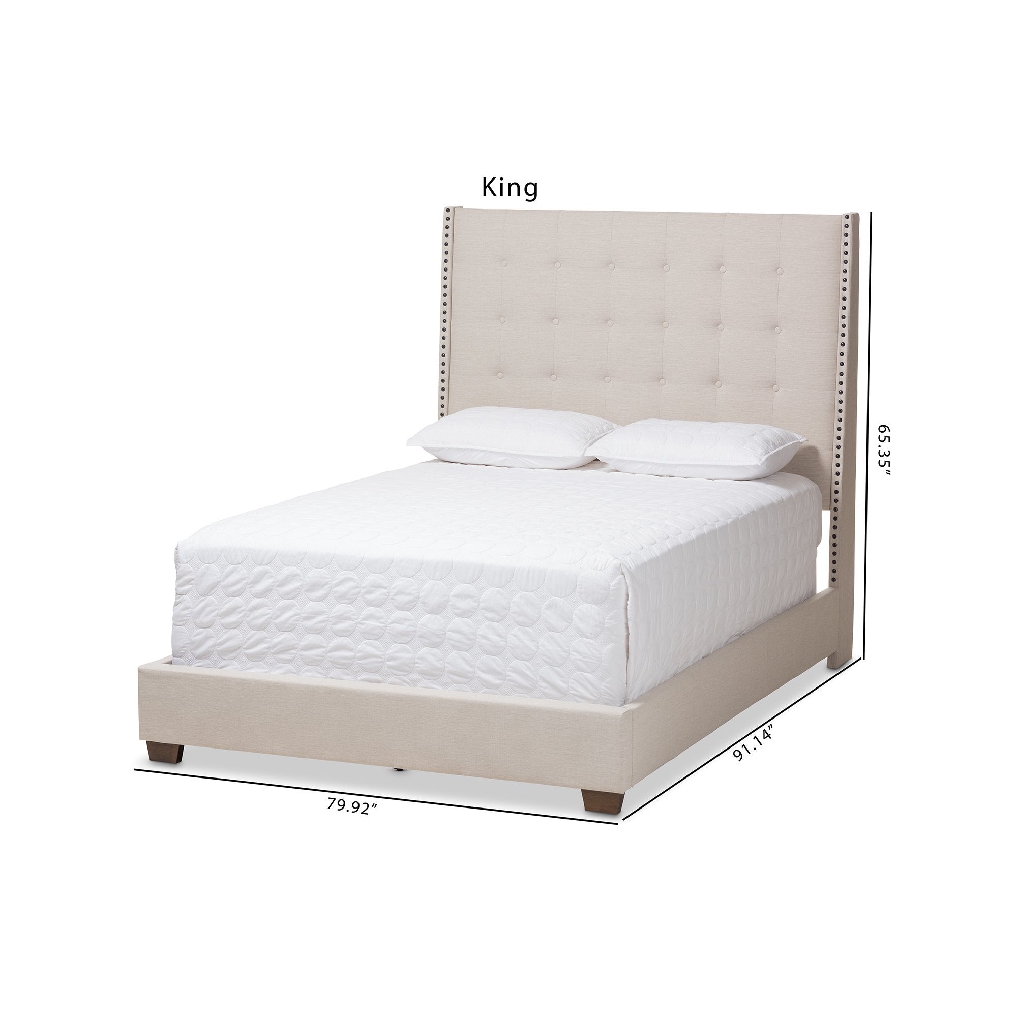 Baxton Studio Georgette Modern and Contemporary Light Beige Fabric Upholstered King Size Bed