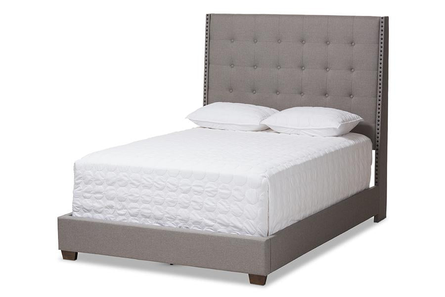 Baxton Studio Georgette Modern and Contemporary Light Grey Fabric Upholstered Queen Size Bed