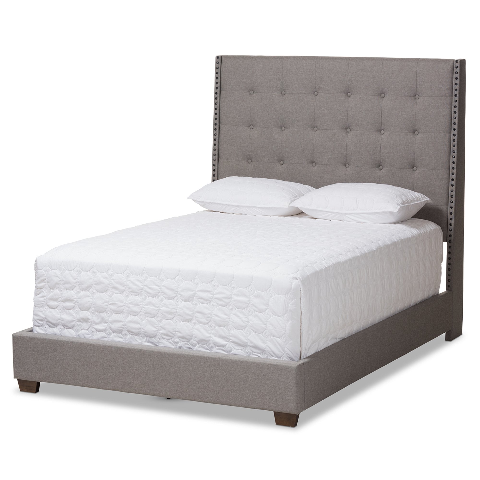 Baxton Studio Georgette Modern and Contemporary Light Grey Fabric Upholstered King Size Bed