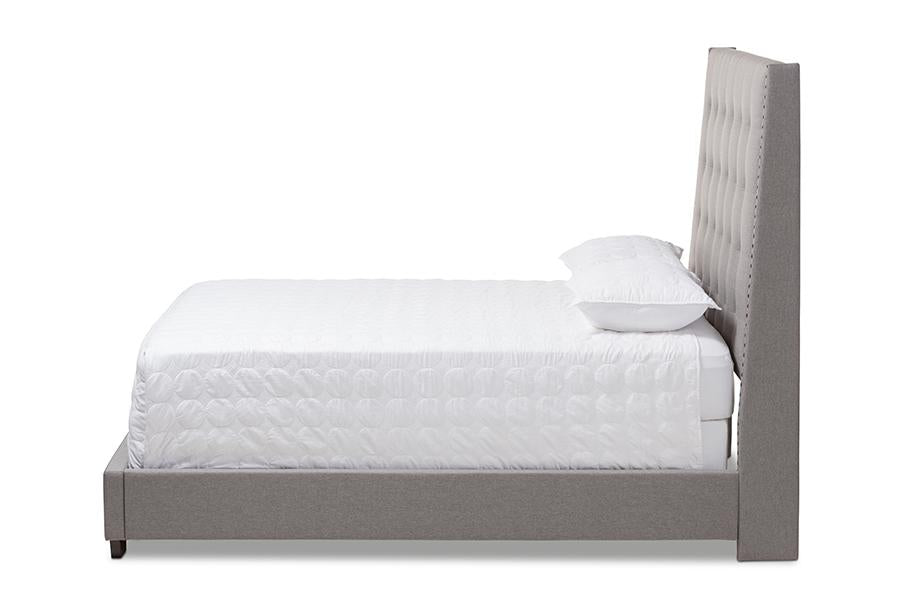 Baxton Studio Georgette Modern and Contemporary Light Grey Fabric Upholstered Queen Size Bed