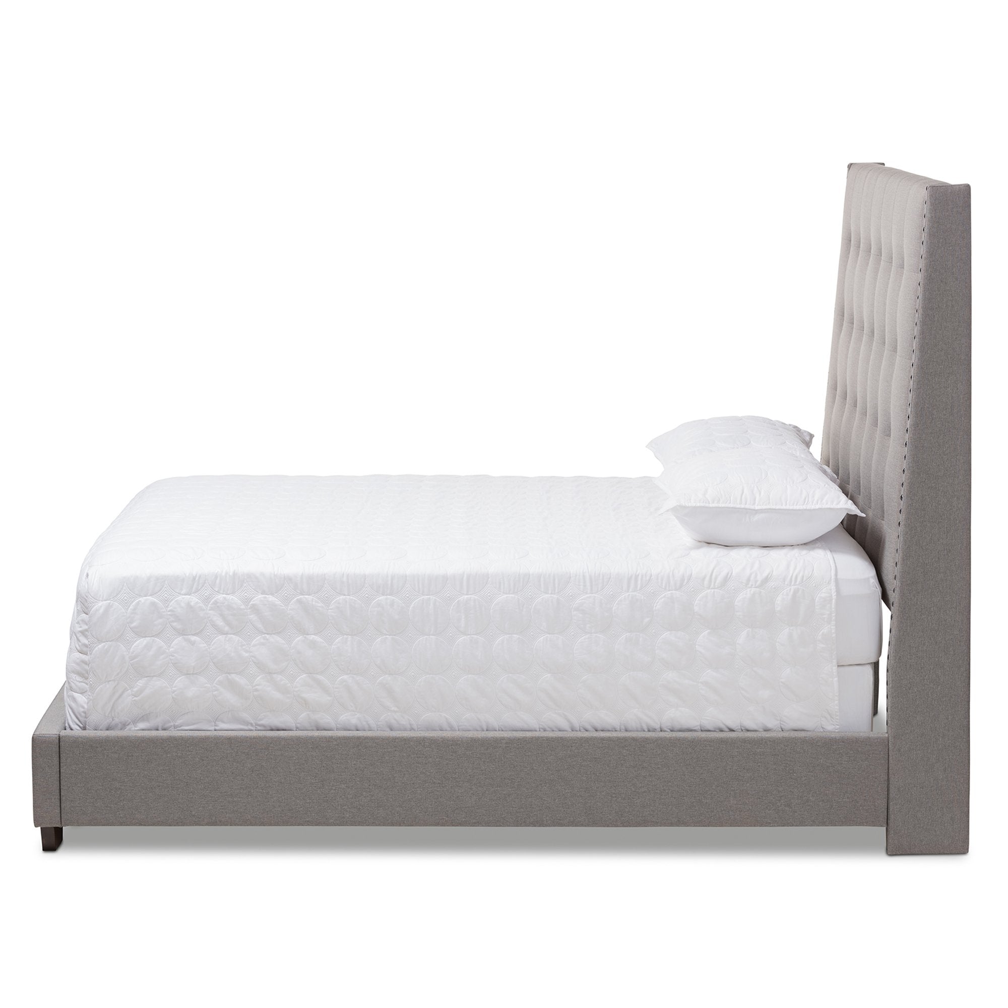 Baxton Studio Georgette Modern and Contemporary Light Grey Fabric Upholstered Queen Size Bed