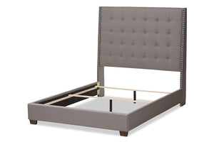 Baxton Studio Georgette Modern and Contemporary Light Grey Fabric Upholstered Queen Size Bed