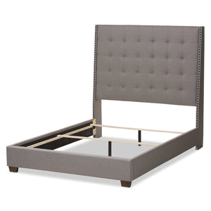 Baxton Studio Georgette Modern and Contemporary Light Grey Fabric Upholstered King Size Bed