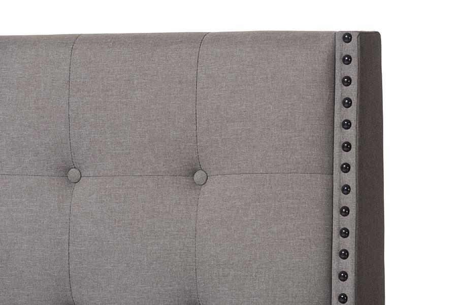 Baxton Studio Georgette Modern and Contemporary Light Grey Fabric Upholstered Queen Size Bed