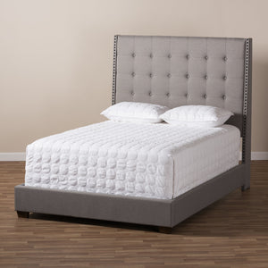 Baxton Studio Georgette Modern and Contemporary Light Grey Fabric Upholstered Queen Size Bed