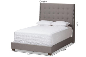 Baxton Studio Georgette Modern and Contemporary Light Grey Fabric Upholstered Queen Size Bed