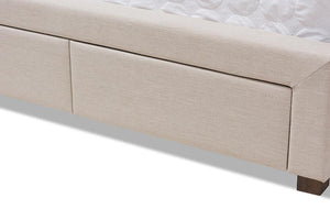 Baxton Studio Aurelie Modern and Contemporary Light Beige Fabric Upholstered Queen Size Storage Bed