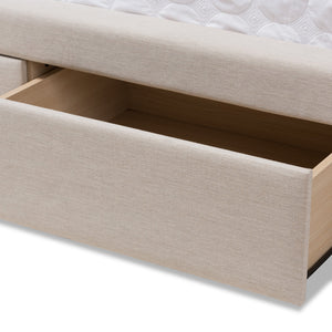 Baxton Studio Aurelie Modern and Contemporary Light Beige Fabric Upholstered Queen Size Storage Bed