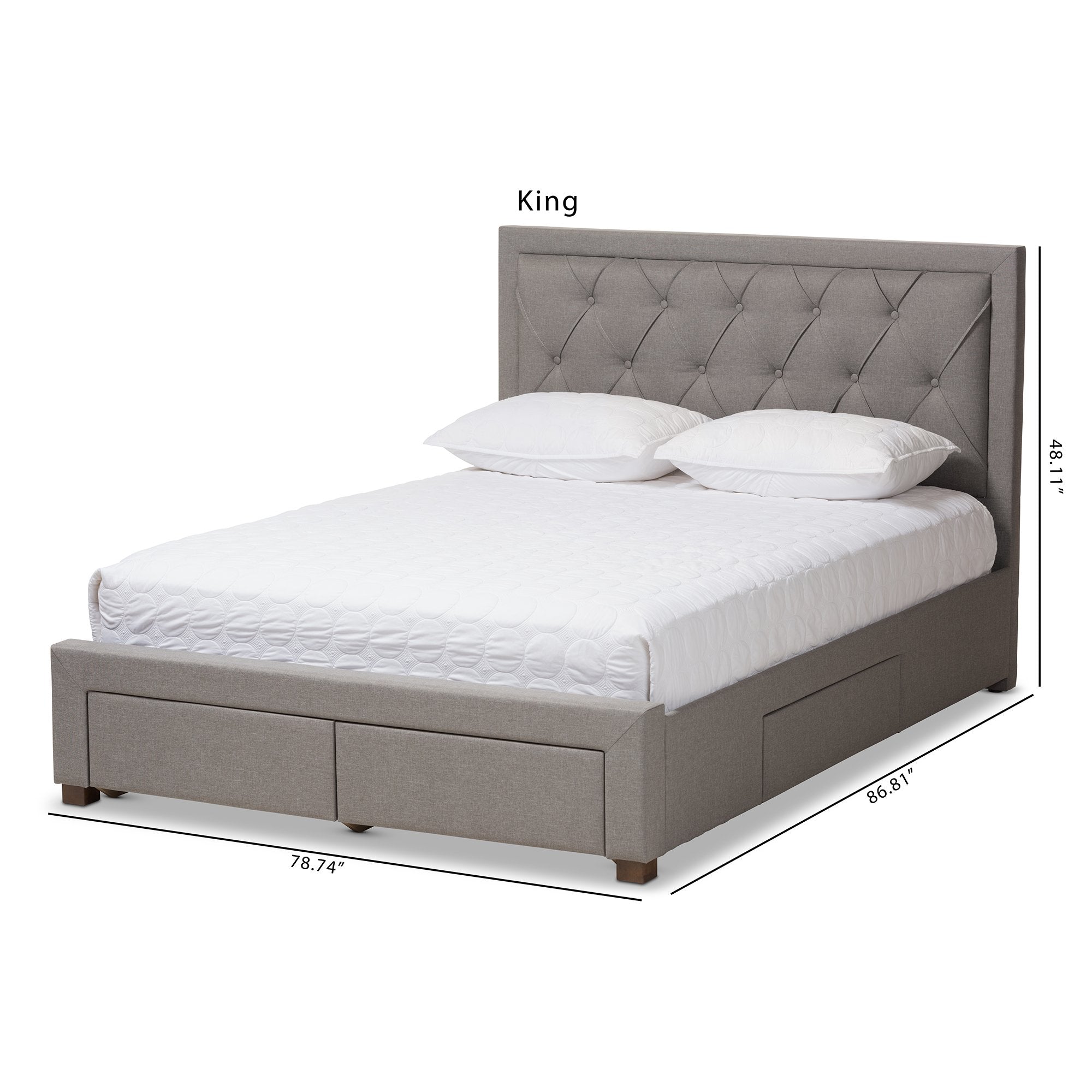 Baxton Studio Aurelie Modern and Contemporary Light Grey Fabric Upholstered Queen Size Storage Bed