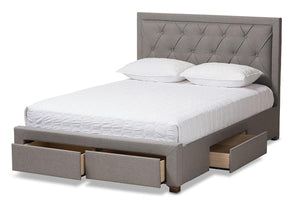 Baxton Studio Aurelie Modern and Contemporary Light Grey Fabric Upholstered King Size Storage Bed