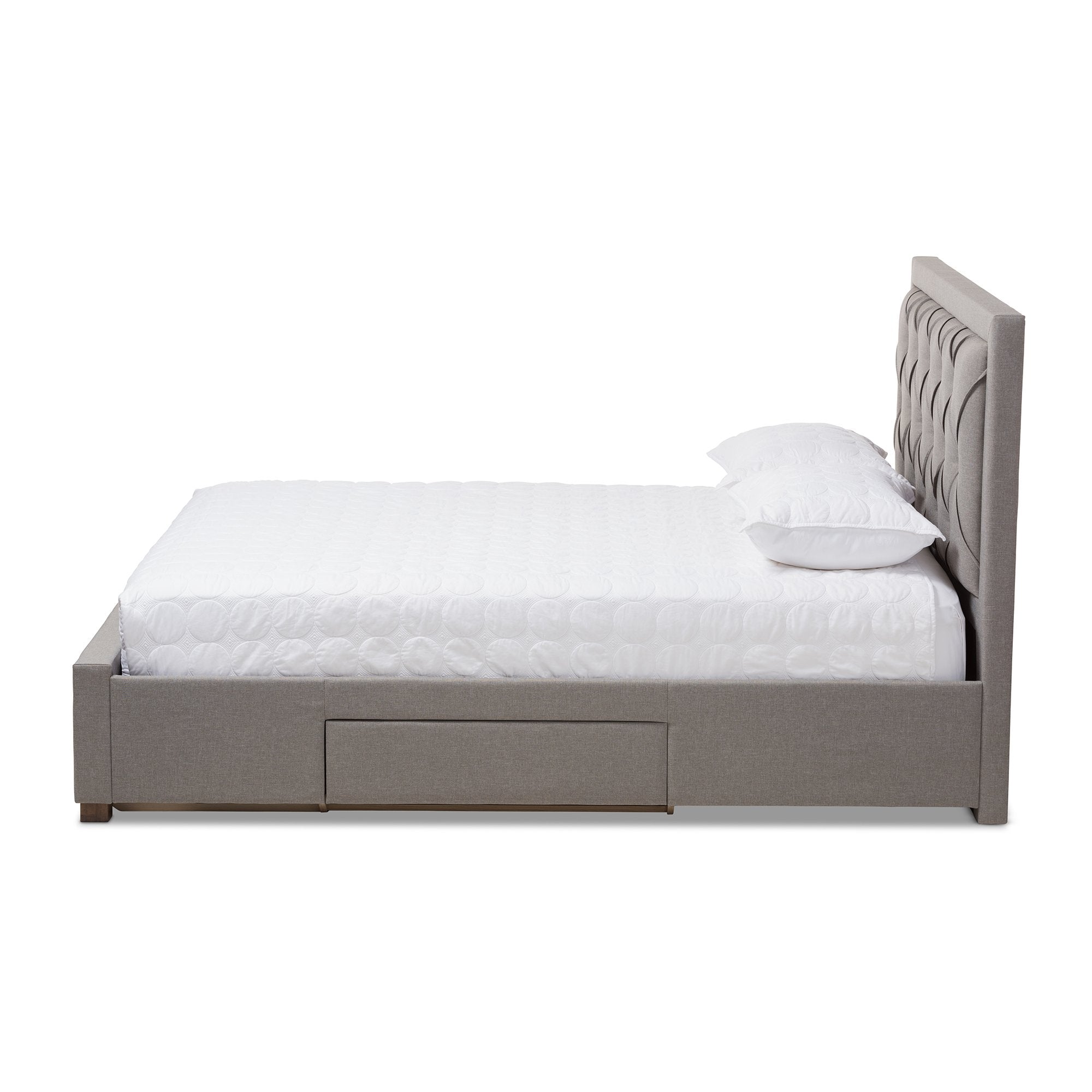 Baxton Studio Aurelie Modern and Contemporary Light Grey Fabric Upholstered King Size Storage Bed