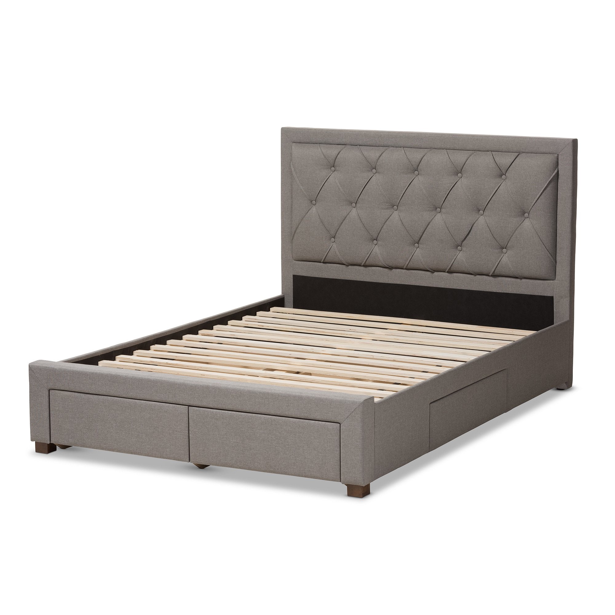 Baxton Studio Aurelie Modern and Contemporary Light Grey Fabric Upholstered Queen Size Storage Bed