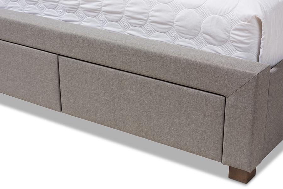 Baxton Studio Aurelie Modern and Contemporary Light Grey Fabric Upholstered Queen Size Storage Bed