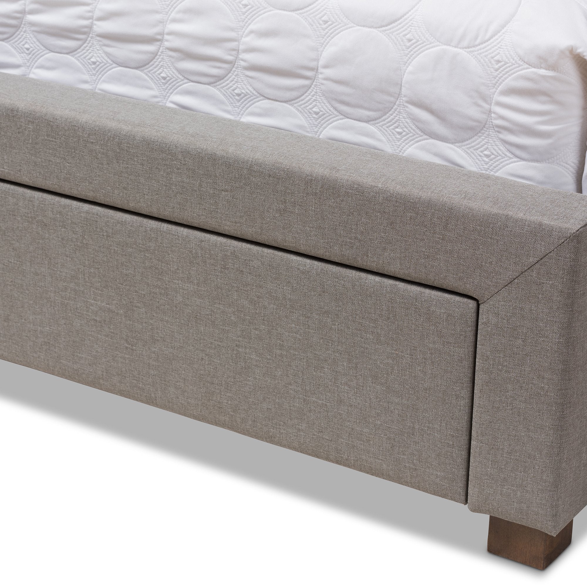 Baxton Studio Aurelie Modern and Contemporary Light Grey Fabric Upholstered King Size Storage Bed