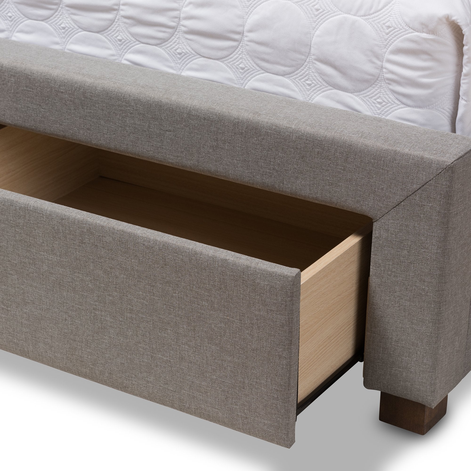 Baxton Studio Aurelie Modern and Contemporary Light Grey Fabric Upholstered Queen Size Storage Bed