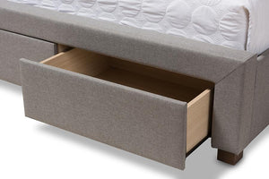 Baxton Studio Aurelie Modern and Contemporary Light Grey Fabric Upholstered King Size Storage Bed