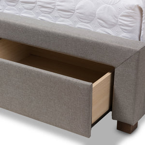 Baxton Studio Aurelie Modern and Contemporary Light Grey Fabric Upholstered King Size Storage Bed