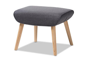 Baxton Studio Alden Mid-Century Modern Dark Grey Fabric Upholstered Natural Finished Wood Ottoman