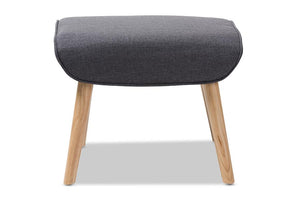 Baxton Studio Alden Mid-Century Modern Dark Grey Fabric Upholstered Natural Finished Wood Ottoman