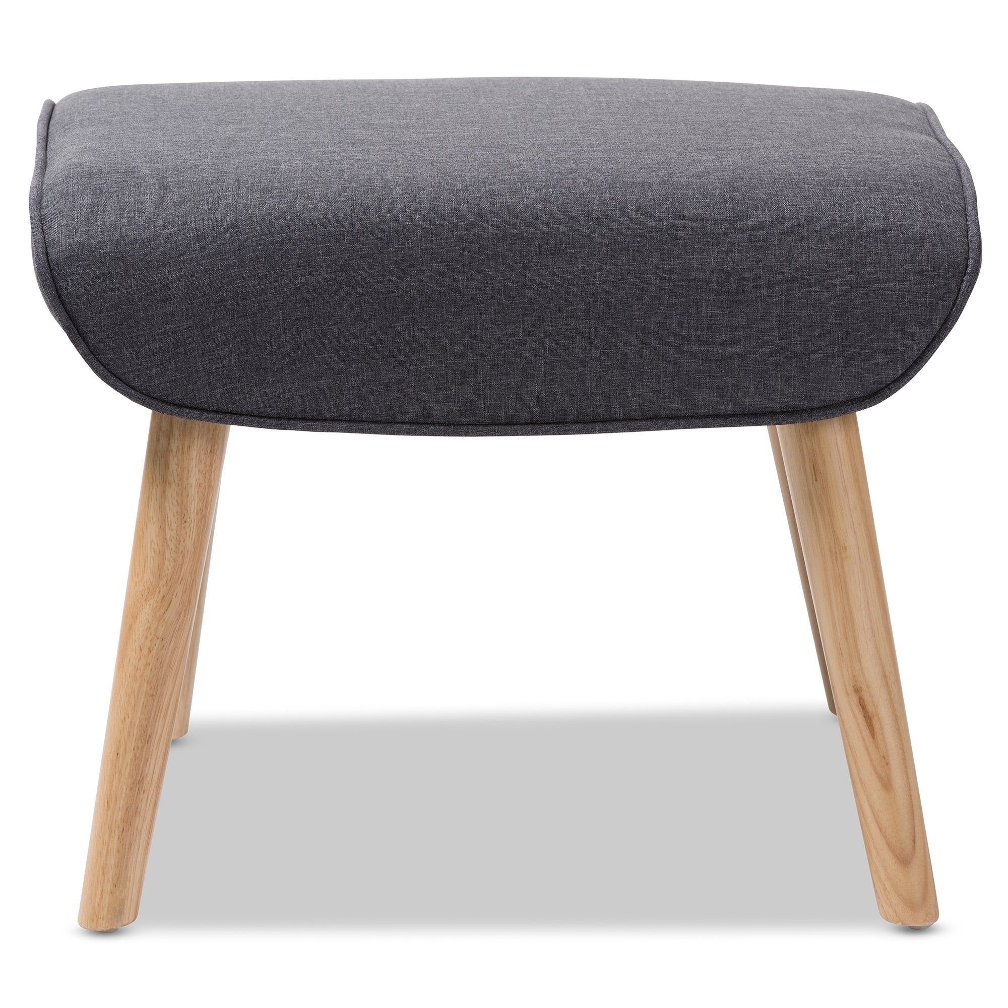 Baxton Studio Alden Mid-Century Modern Dark Grey Fabric Upholstered Natural Finished Wood Ottoman