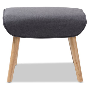 Baxton Studio Alden Mid-Century Modern Dark Grey Fabric Upholstered Natural Finished Wood Ottoman