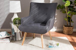 Baxton Studio Alden Mid-Century Modern Dark Grey Fabric Upholstered Natural Finished Wood Lounge Chair