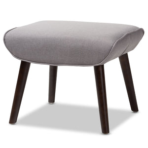 Baxton Studio Alden Mid-Century Modern Light Grey Fabric Upholstered Dark Brown Finished Wood Ottoman