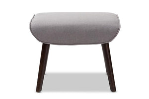 Baxton Studio Alden Mid-Century Modern Light Grey Fabric Upholstered Dark Brown Finished Wood Ottoman