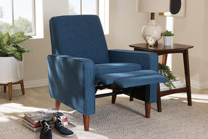 Baxton Studio Mathias Mid-century Modern Blue Fabric Upholstered Lounge Chair